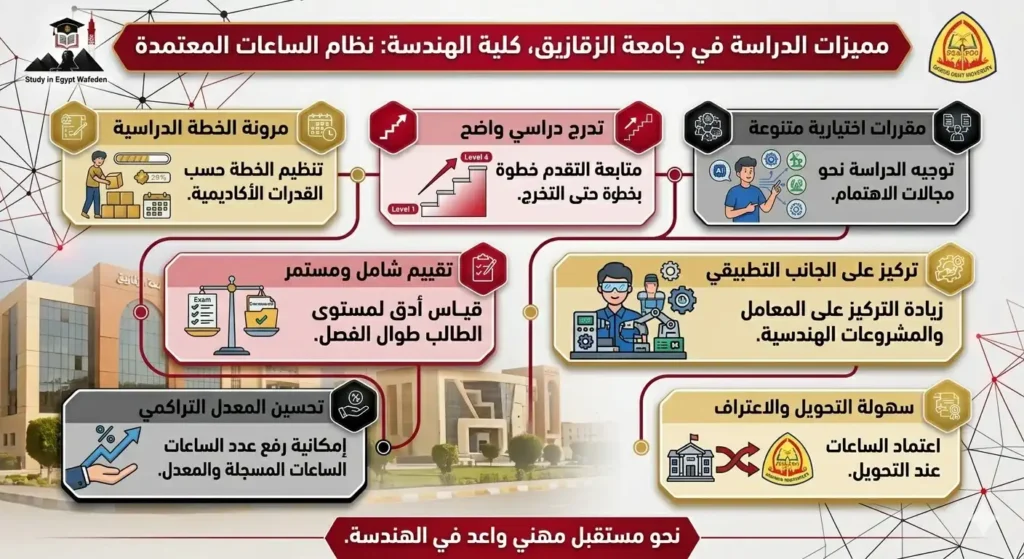 مميزات الدراسة في جامعة الزقازيق كلية الهندسة نظام الساعات المعتمدة
